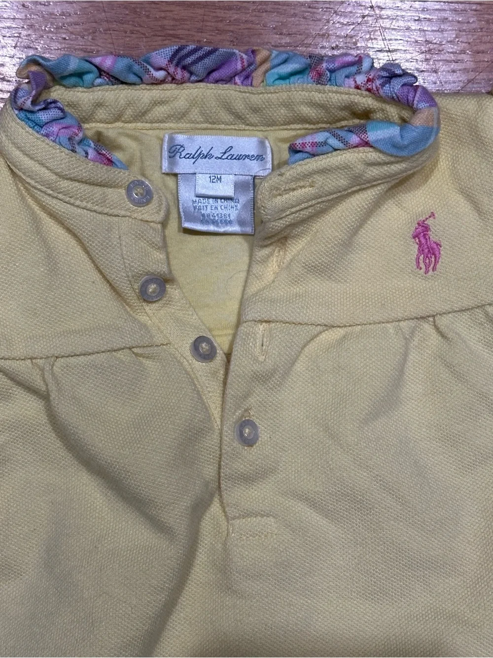 Ralph Lauren Yellow One-Piece Romper with Ruffle Trim 12M